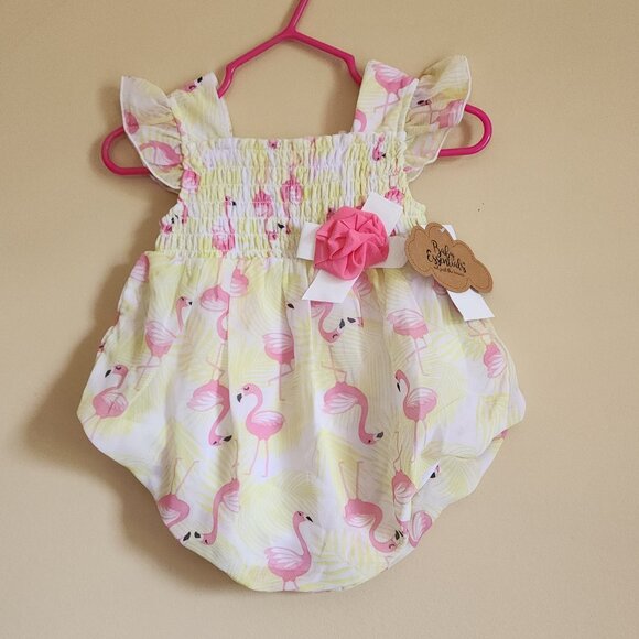 Baby Essentials - Flamingo Print Baby Girl Romper Size 6 Months - Picture 2 of 7